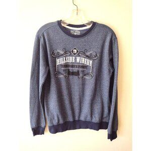 Hillside Winery Pullover Shirt Womens Size Small Blue Long Sleeve Top Salt Creek